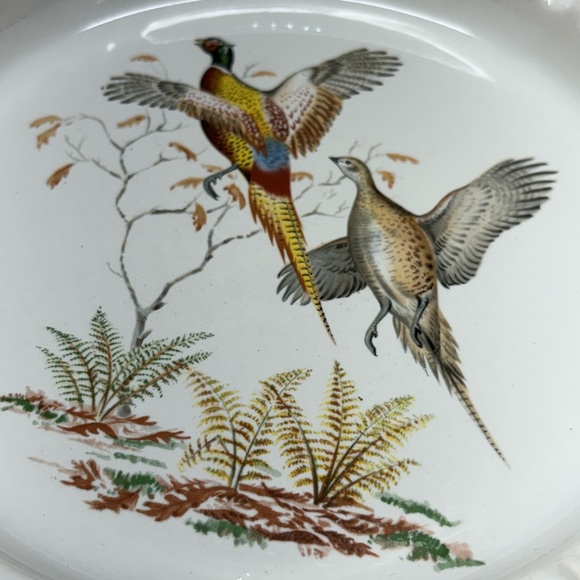 Hyalyn Ashtray Trinket Dish Porcelain Hunting Pheasant USA Made 615 VTG *READ* - Picture 9 of 10